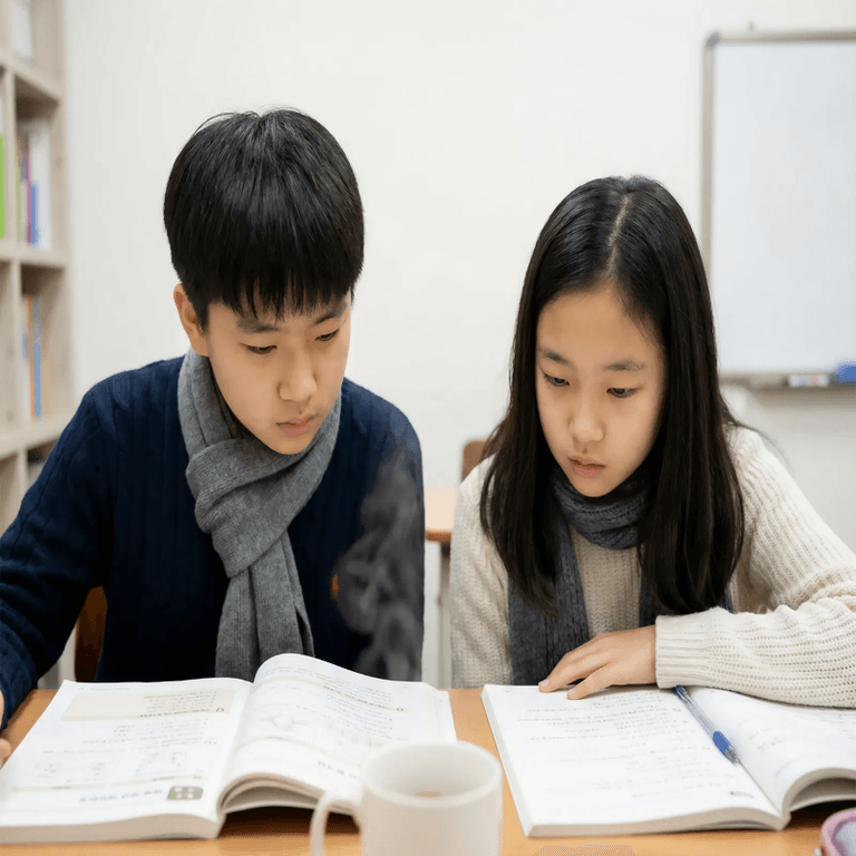 함께 공부하는 초등학생들