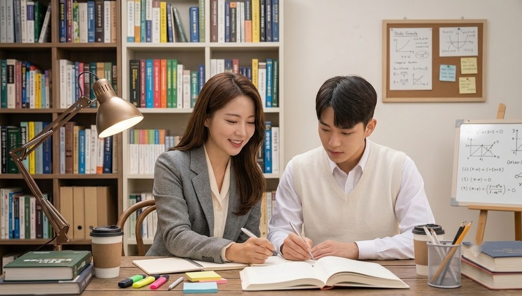 상담 중인 선생님과 학생